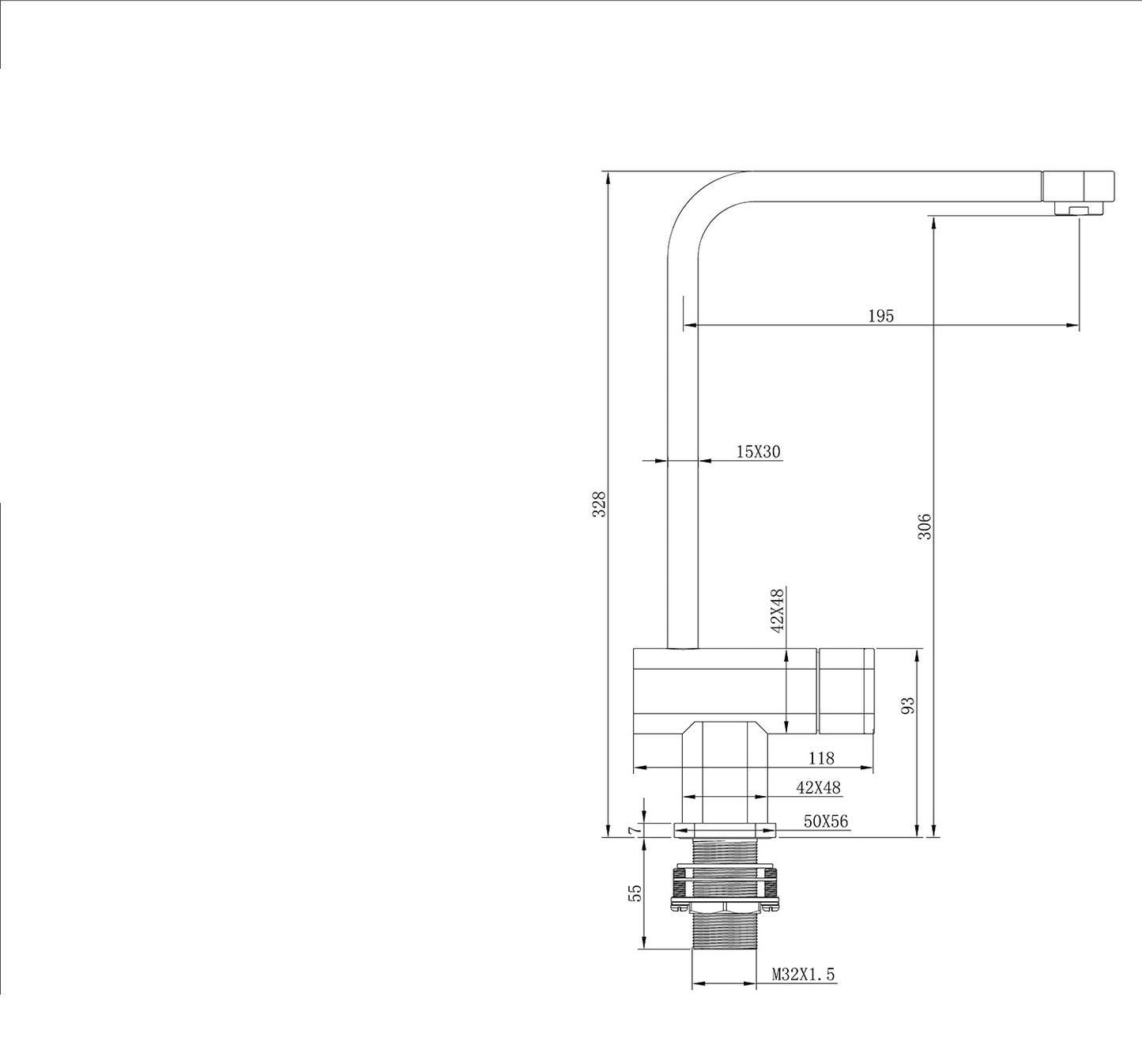 One Bathroom - LITE Square Kitchen / Laundry Mixer Tap Chrome