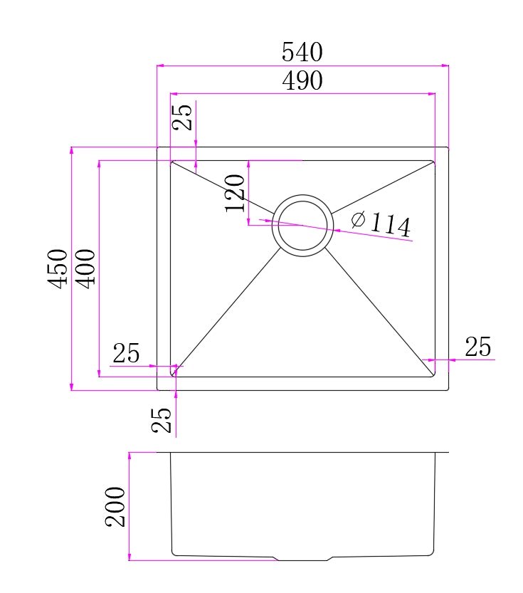 One Bathroom - 540mm Stainless Steel Laundry Sink - Single