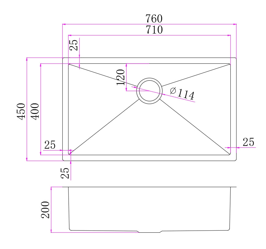 One Bathroom - 760mm Kitchen/Laundry Stainless Steel Sink - Single