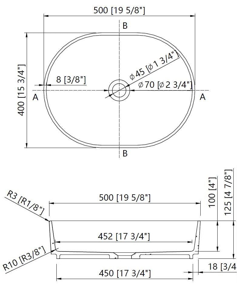 One Bathroom - Oval Above Counter Basin Matt White Solid Surface