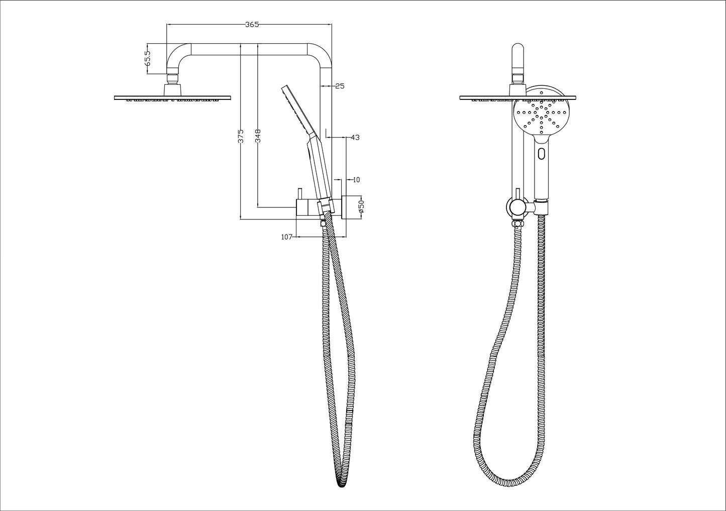 One Bathroom - BETA Round Twin Shower Head Set Brushed Nickel