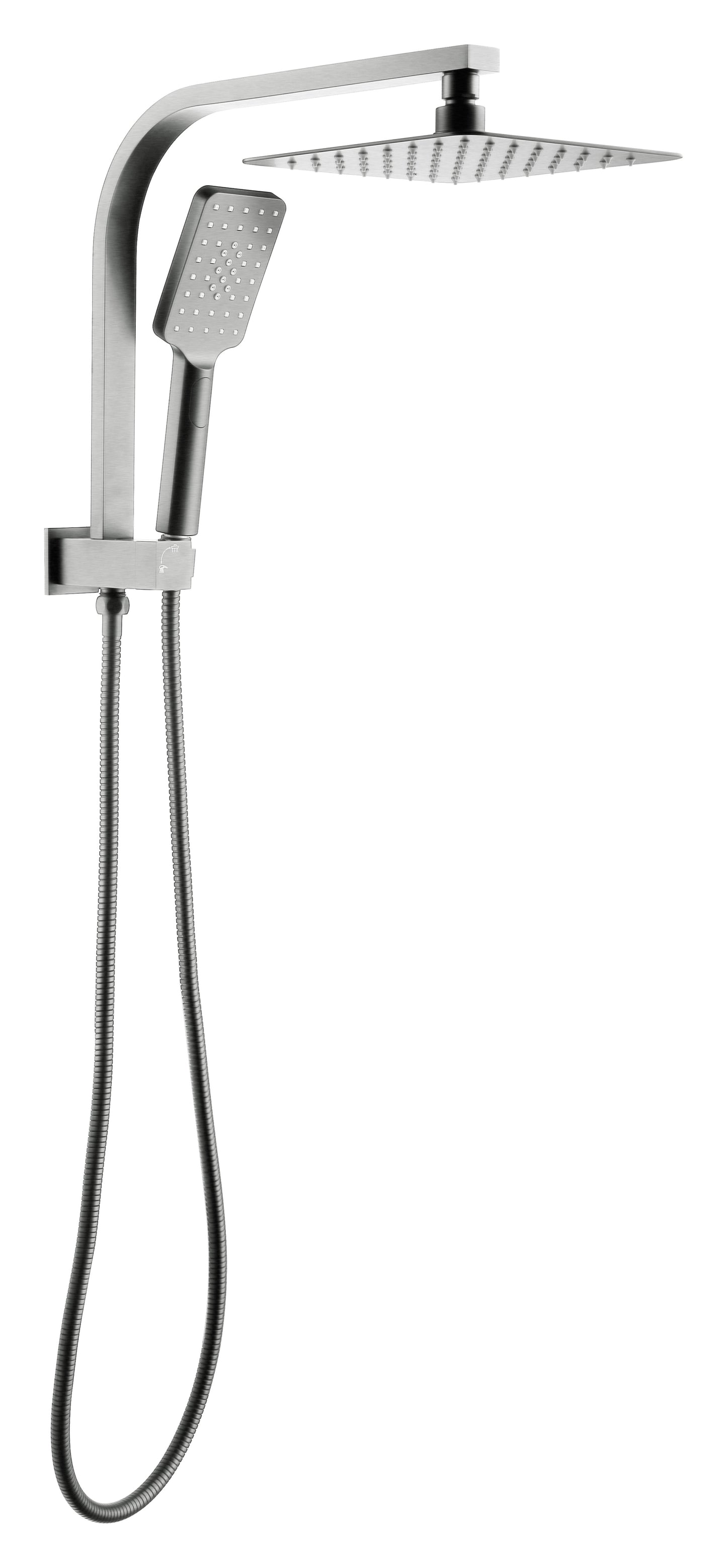 One Bathroom - LITE Square Twin Shower Head Brushed Nickel