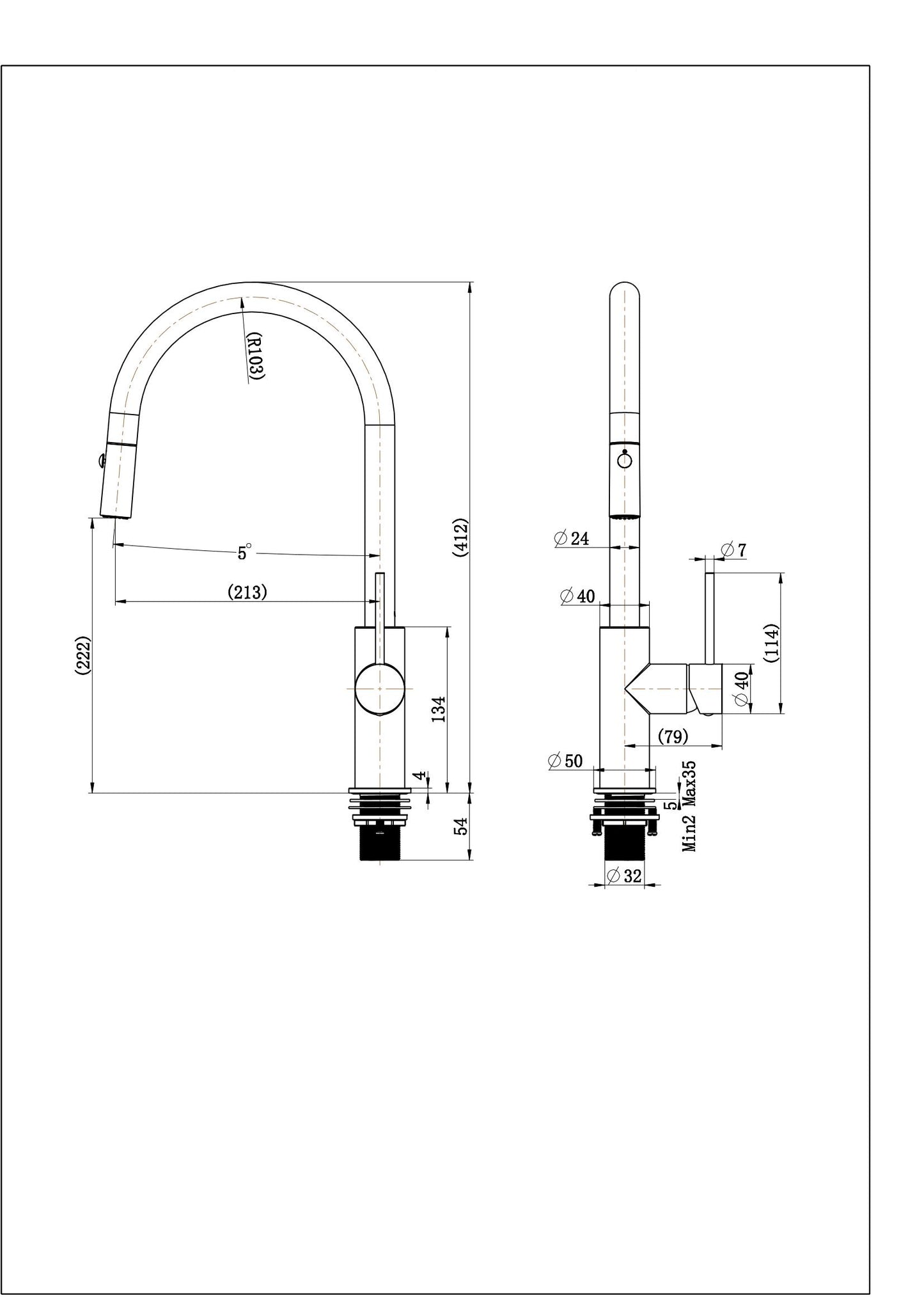 One Bathroom - PIN Kitchen Sink Pull Out Mixer Chrome