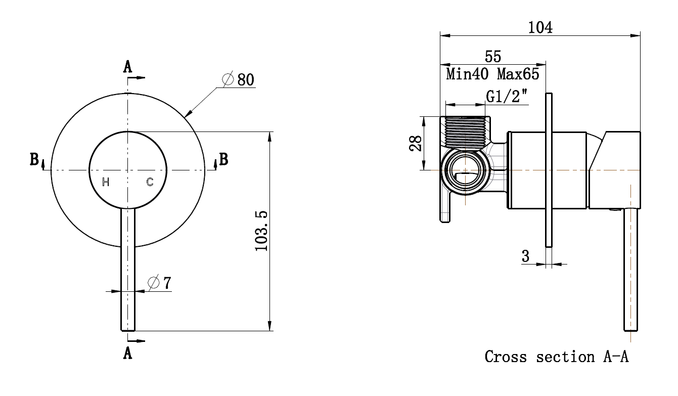 One Bathroom - PIN Shower / Bath Wall Mixer Chrome