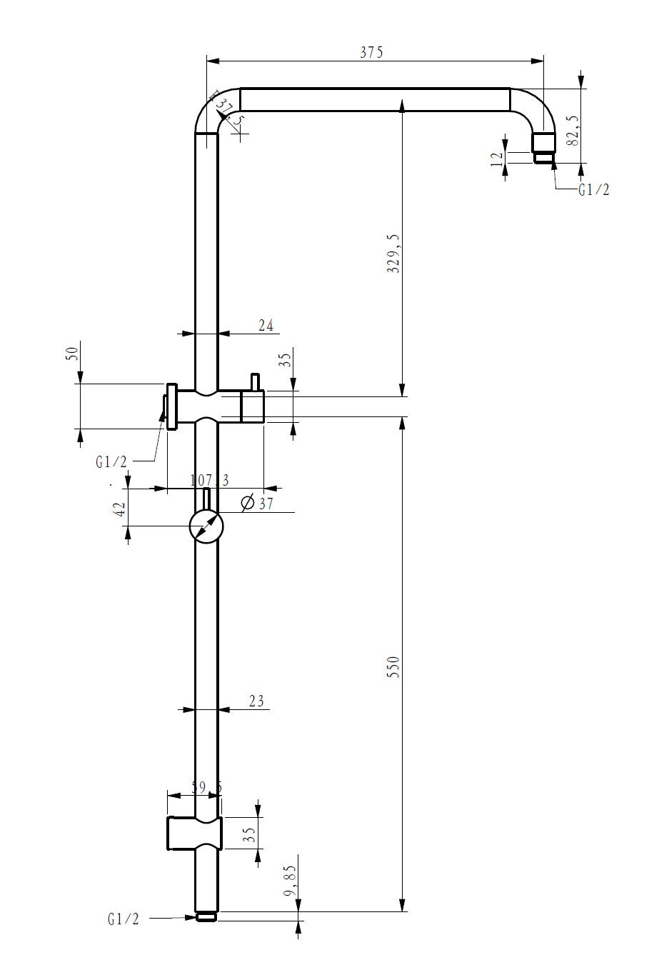 One Bathroom - BETA Round Twin Shower Head Set With Rail Chrome