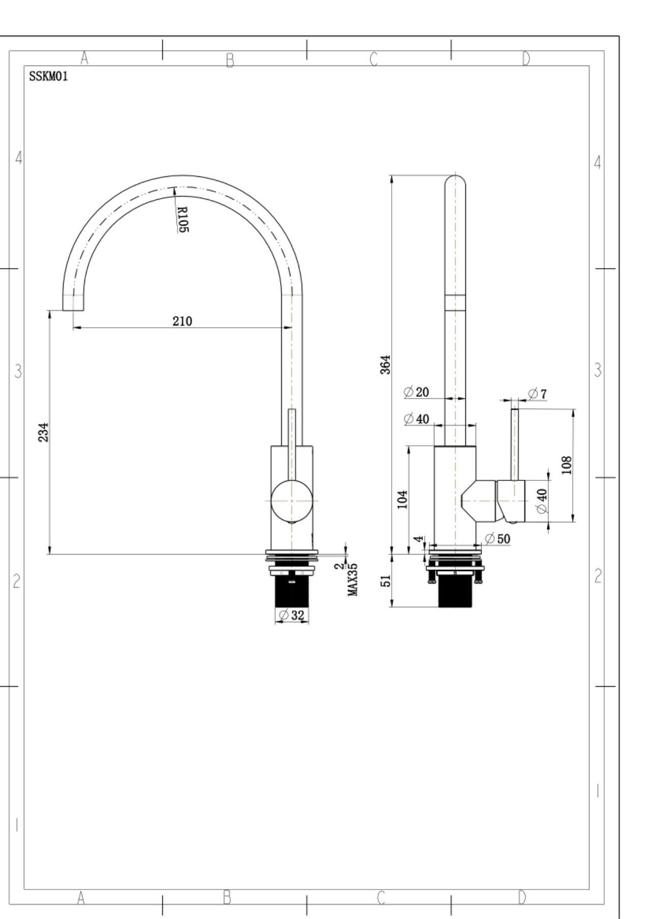 One Bathroom - PIN Kitchen / Laundry Mixer Chrome