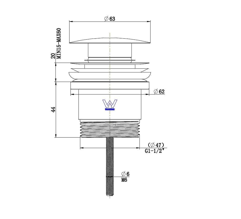 One Bathroom - Universal Basin Waste Gunmetal