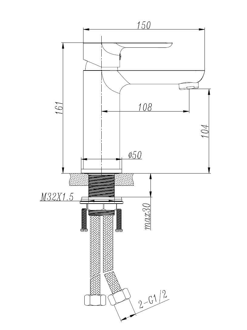 One Bathroom - BETA Round Short Basin Mixer Tap Brushed Nickel