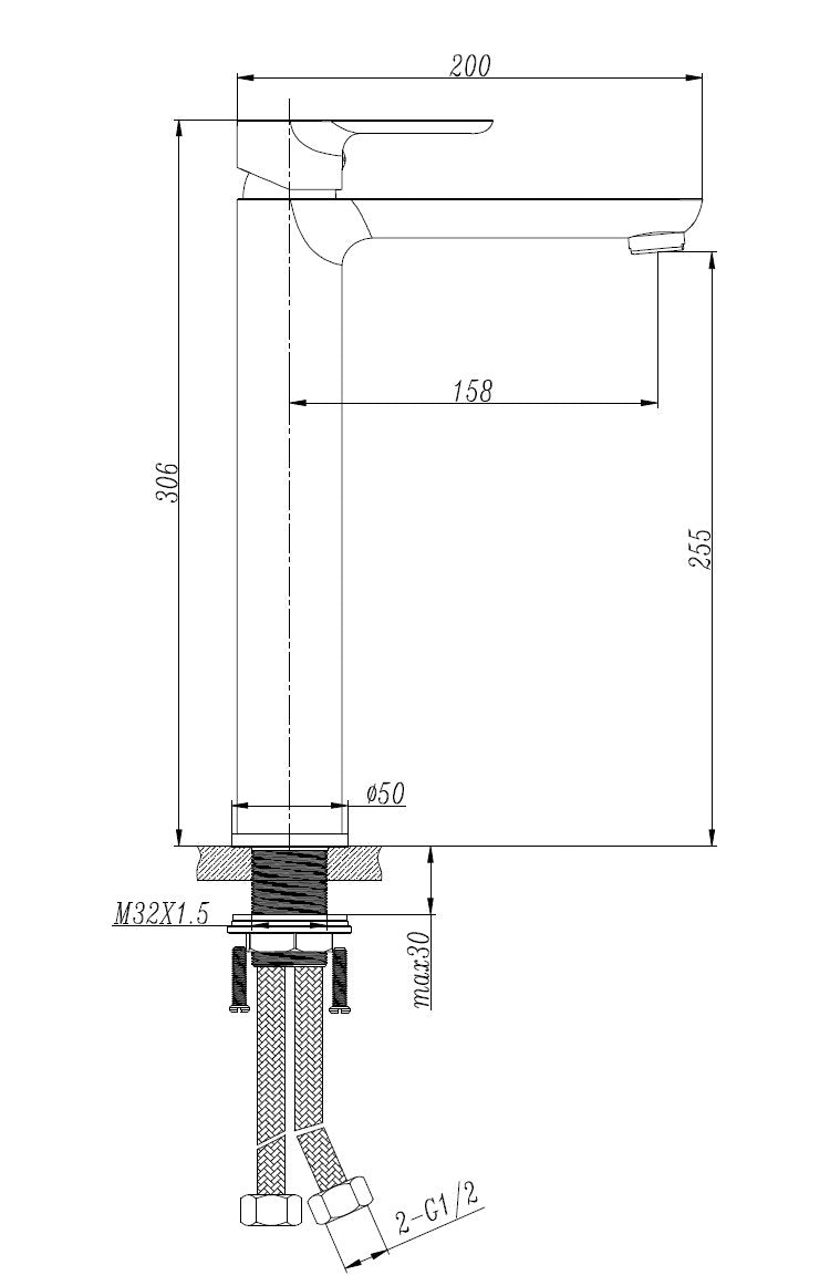 One Bathroom - BETA Round Tall Basin Mixer Chrome