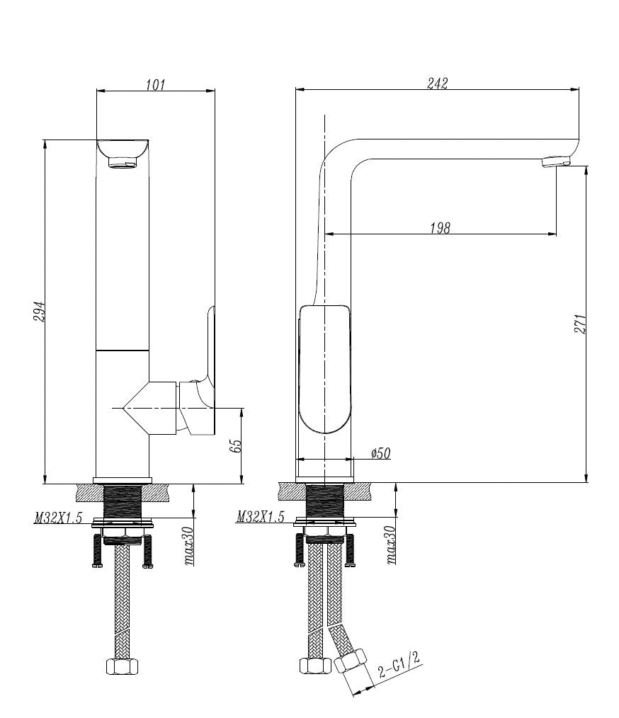 One Bathroom - BETA Round Kitchen / Laundry Sink Mixer Chrome