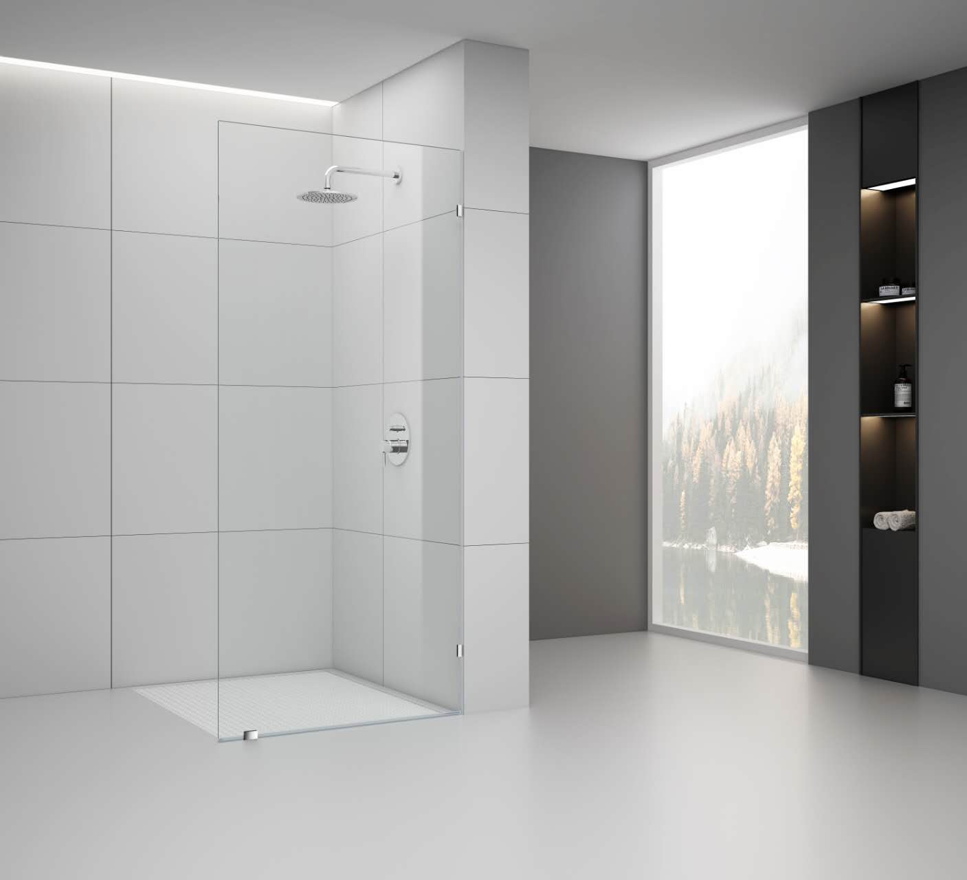 One Bathroom - 1000mm Frameless Shower Screen Panel Square Corner