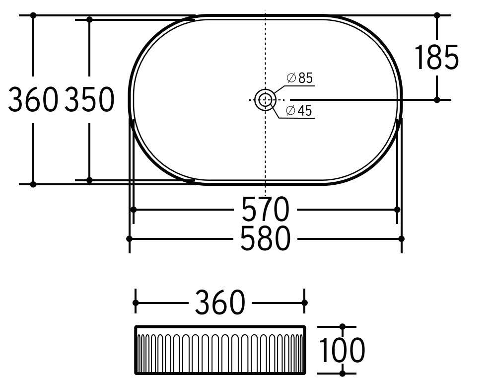 One Bathroom - Oval Fluted Above Counter Basin Gloss White