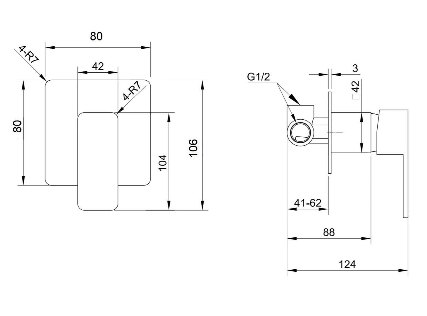One Bathroom - LITE Shower / Bath Wall Mixer Gunmetal
