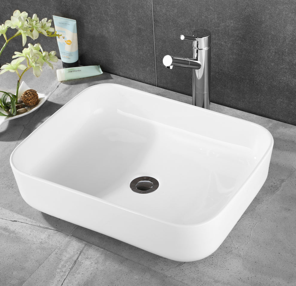 One Bathroom - Rectangular Above Counter Basin Gloss White