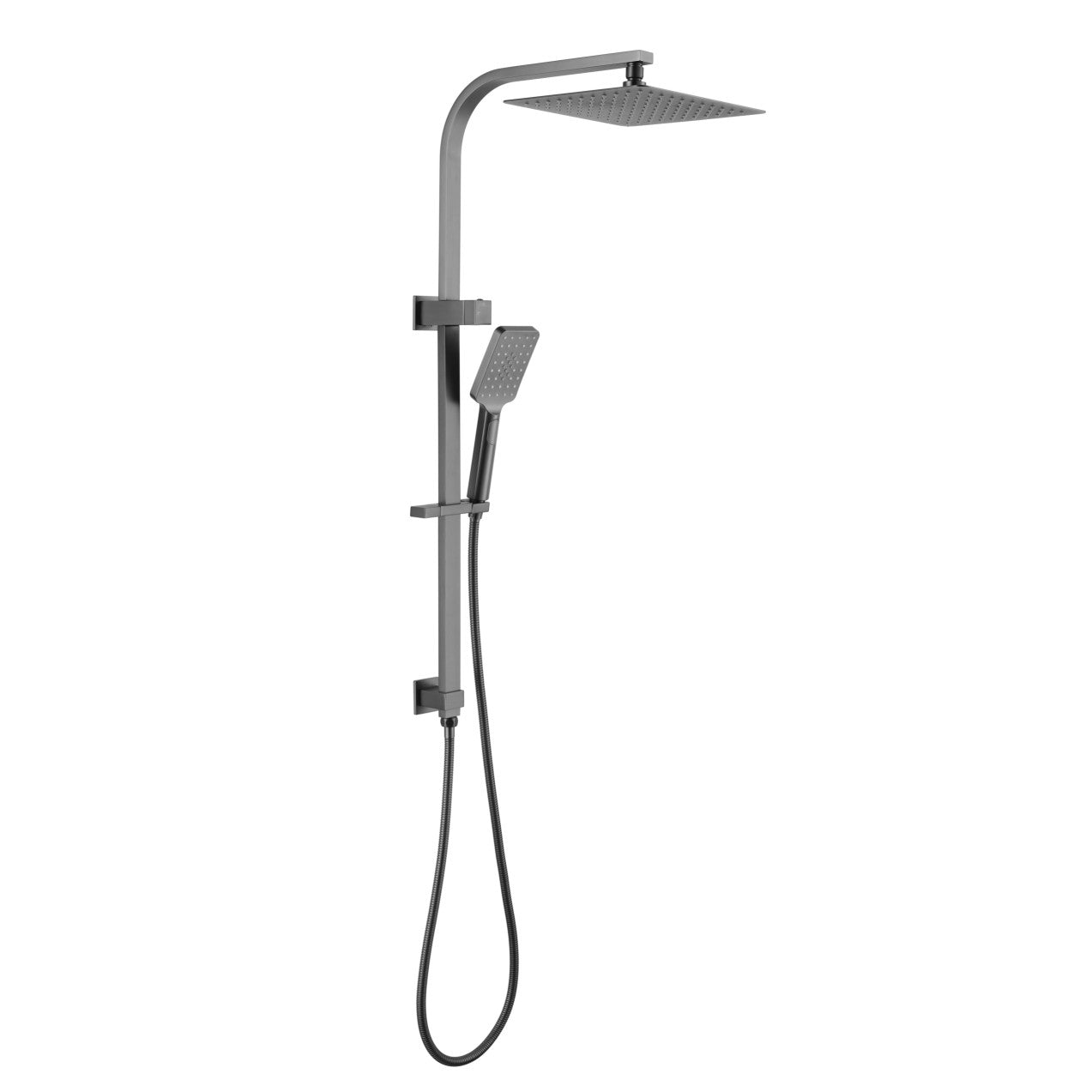 One Bathroom - LITE Square Twin Shower Head Set With Rail Gunmetal