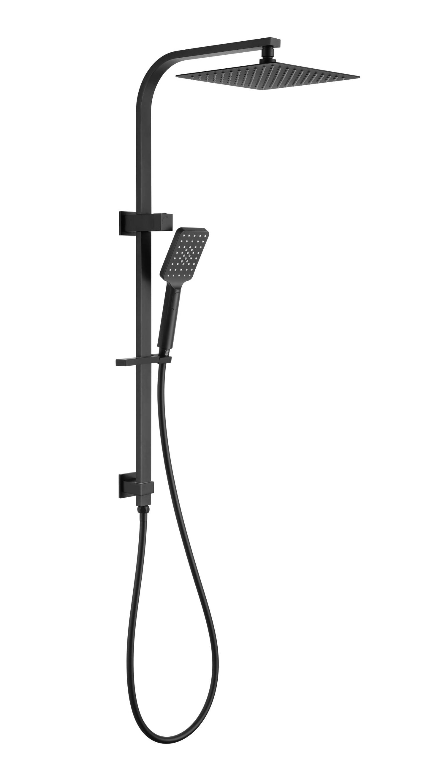 One Bathroom - LITE Square Twin Shower Head Set With Rail Matt Black