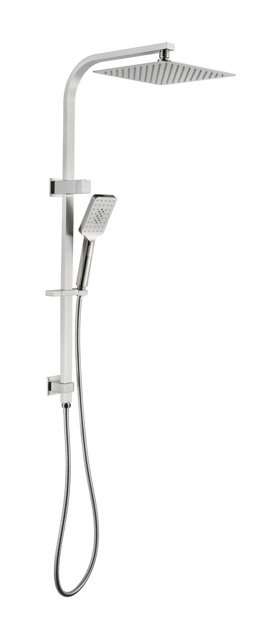 One Bathroom - LITE Square Twin Shower Head Set With Rail Brushed Nickel